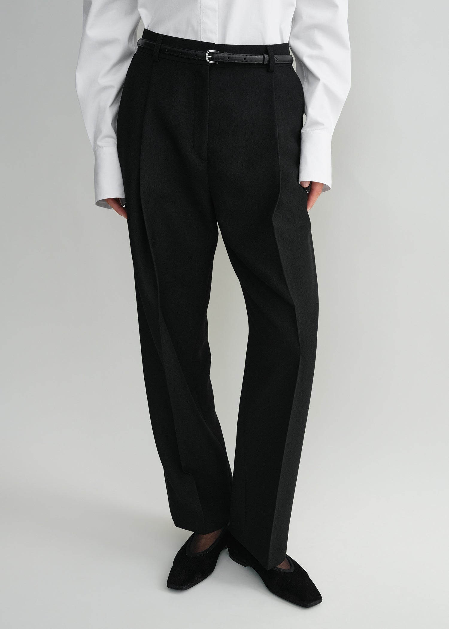 Pleated straight trousers black - 5