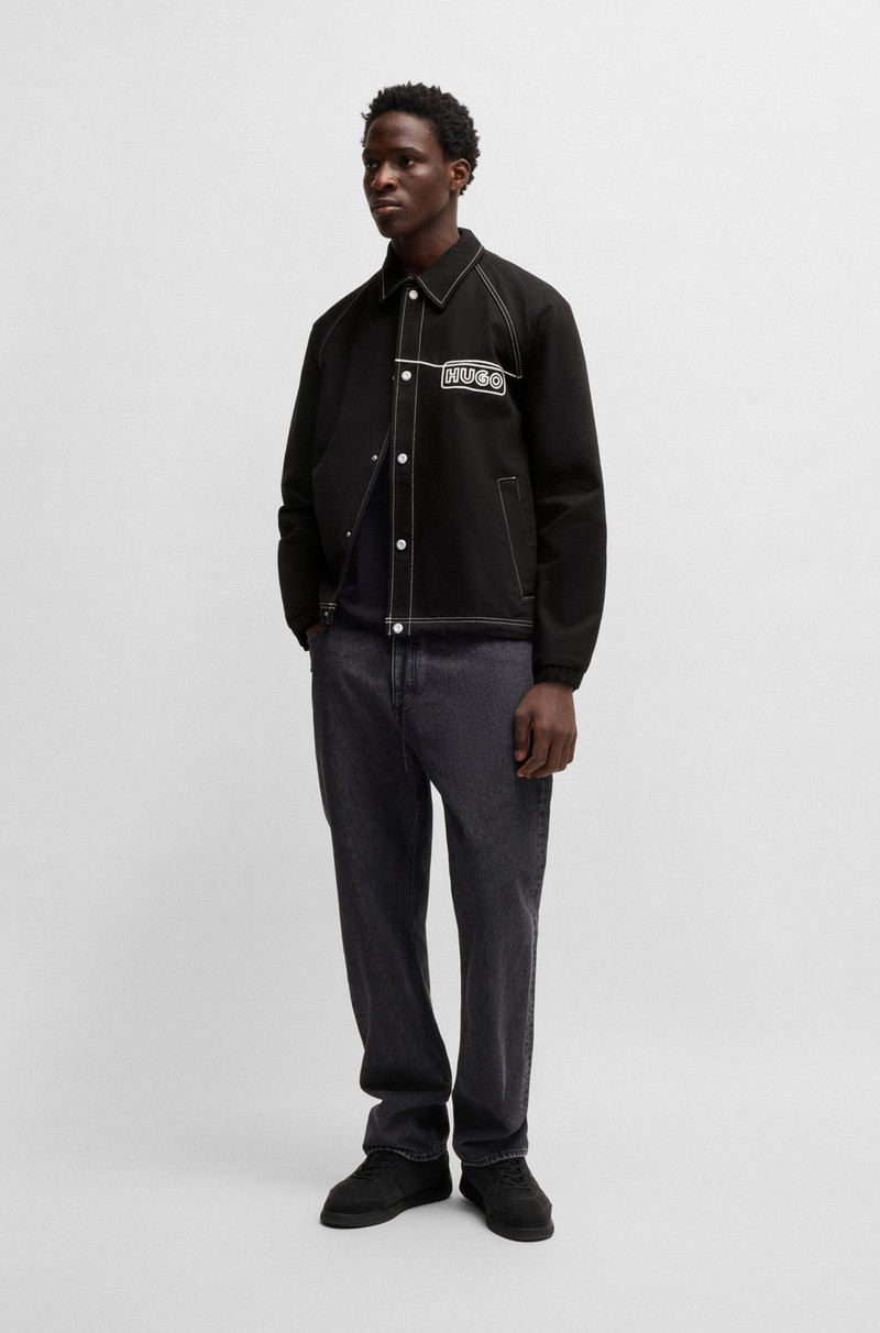 HUGO COTTON-TWILL JACKET WITH CHAIN-STITCH LOGO outlook
