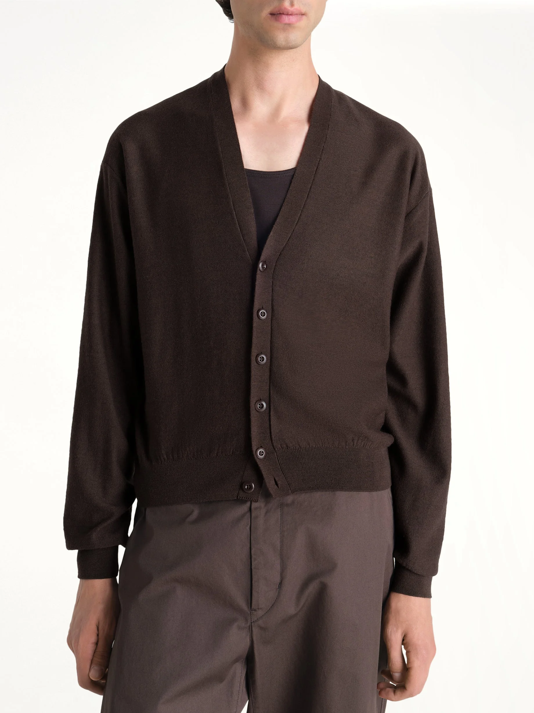 Twisted Cardigan in Dark Cacao - 1