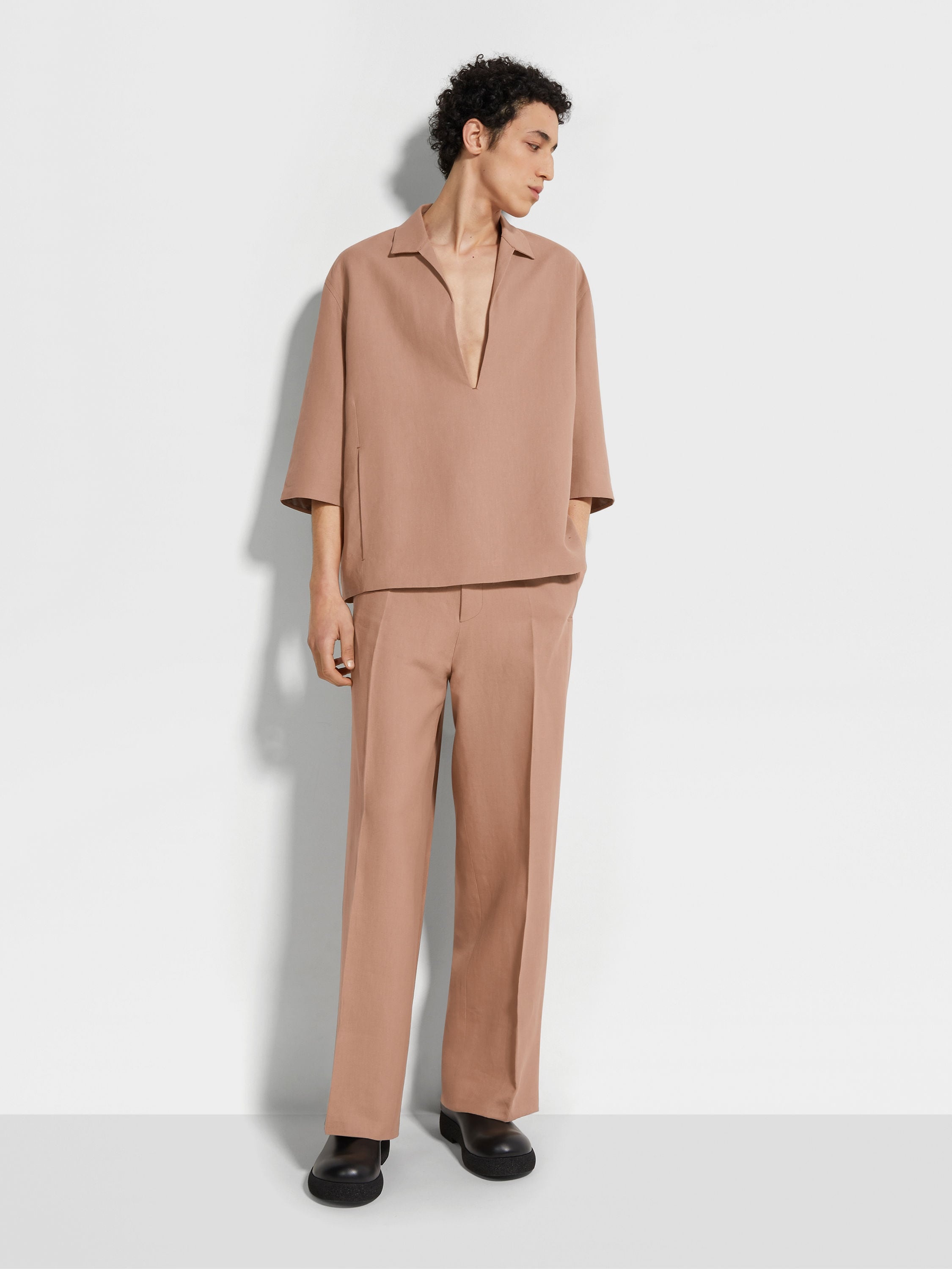 LIGHT BROWN OASI LINO SHIRT - 2