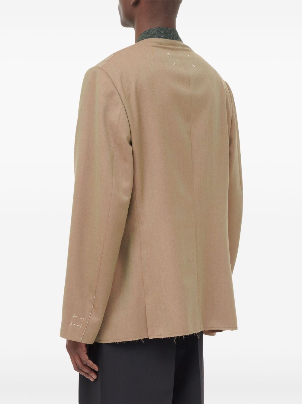collarless single-breasted wool blazer - 7