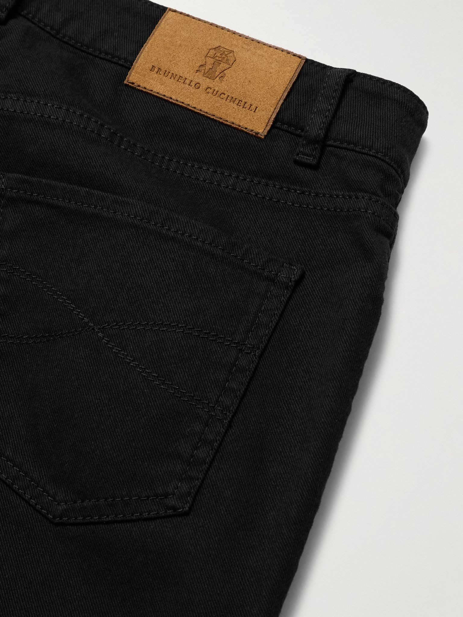 Slim-Fit Straight-Leg Logo-Embroidered Jeans Black - 5