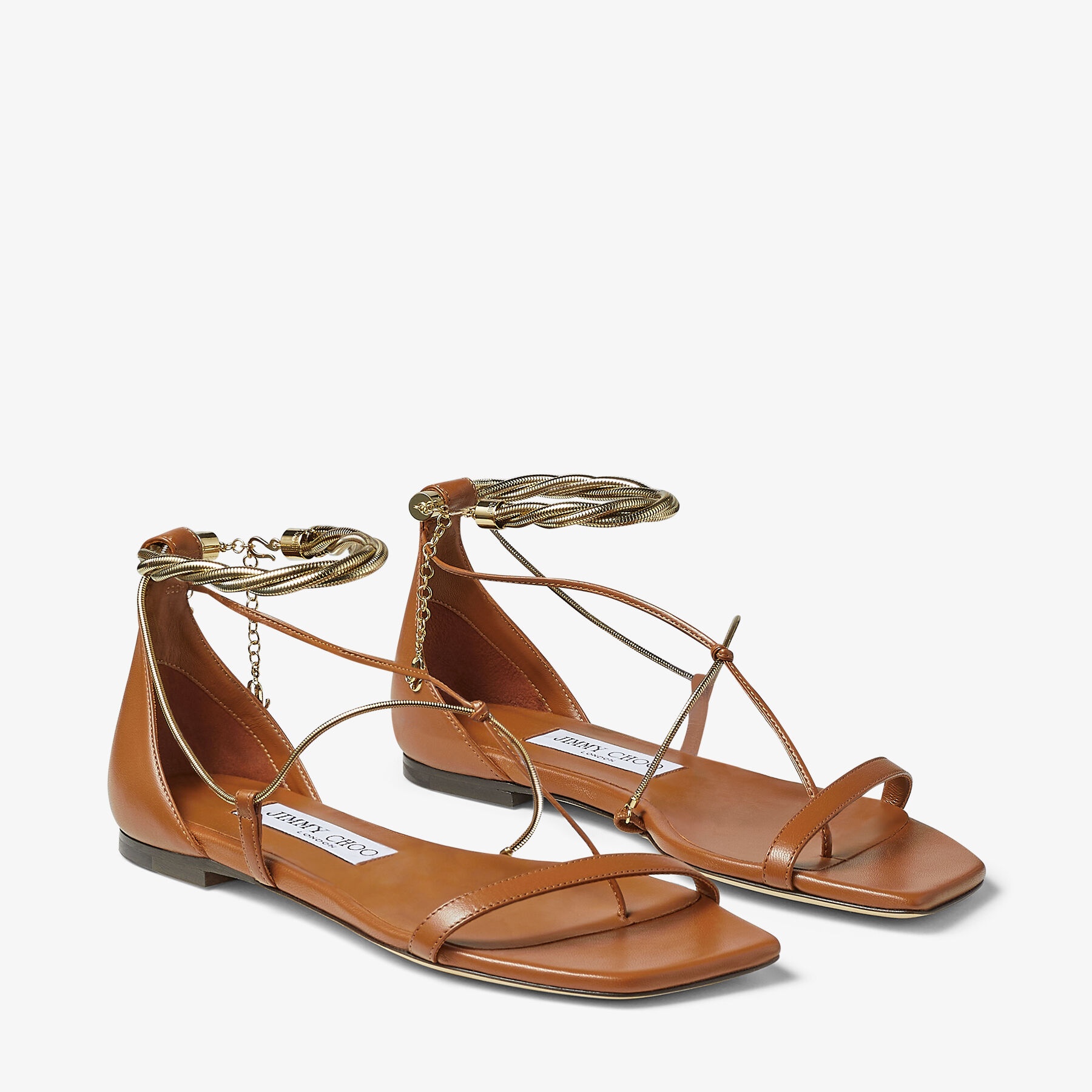 Oriana Flat
Tan Nappa Flats with Gold Chains - 2