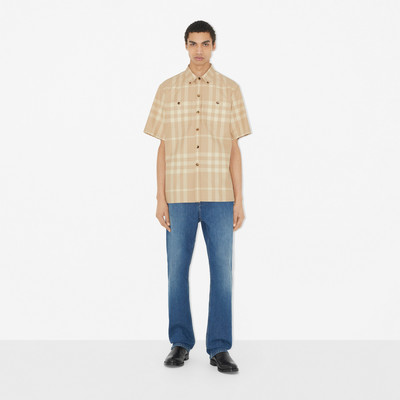 Burberry Short-sleeve Check Cotton Gabardine Shirt outlook