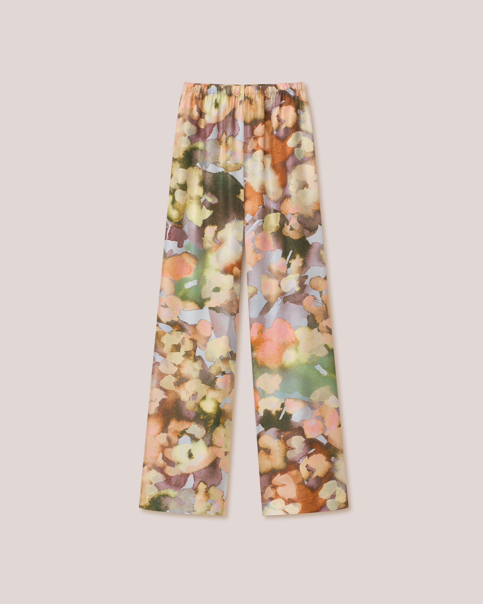 YARELI - Twill silk wide-leg trousers - Watercolor - 1