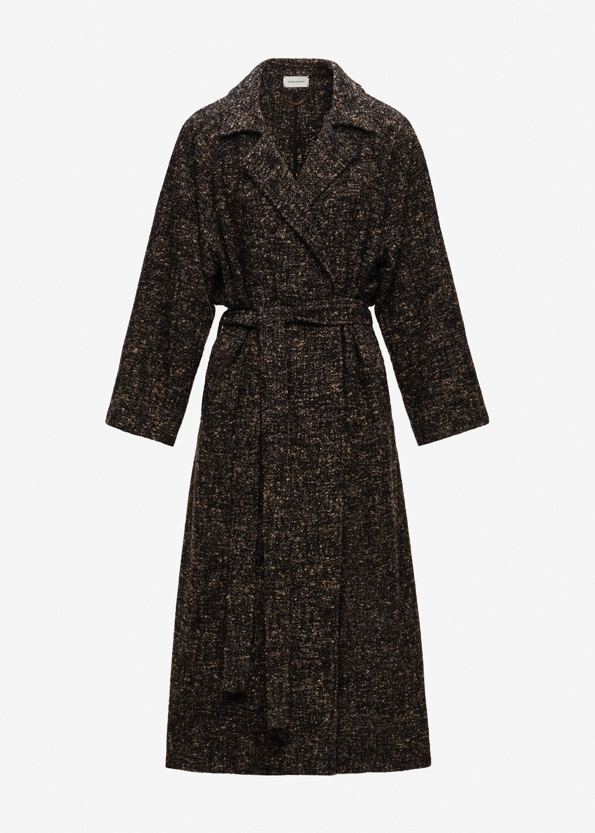 Belted wool blend coat in brown - 1