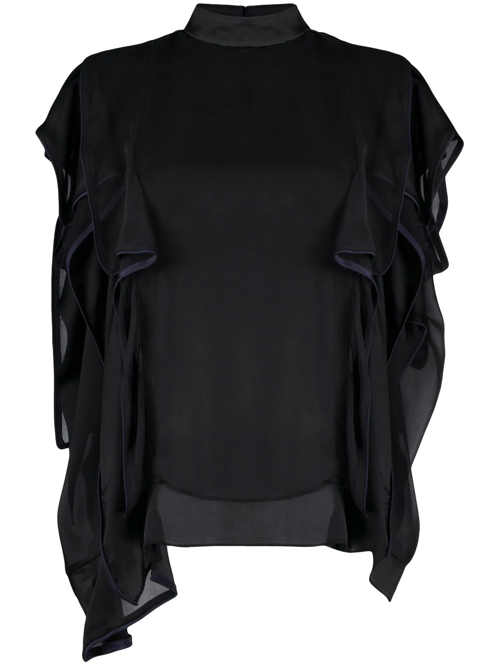 ruffle-trimmed chiffon blouse  - 1