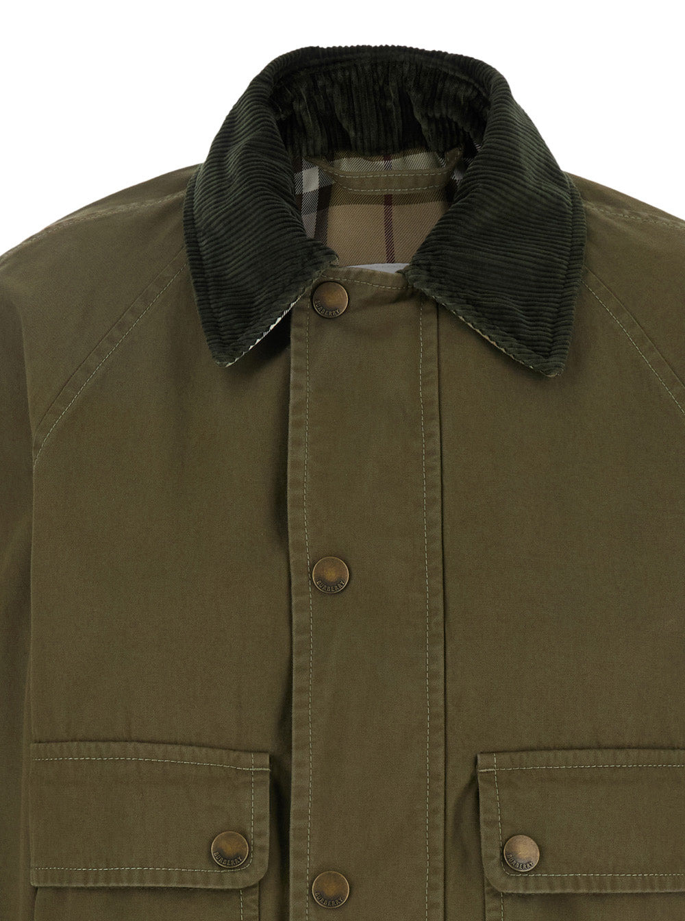 Burberry Women Green Cropped Jacket With Corduroy Collar In Cotton Woman - 3