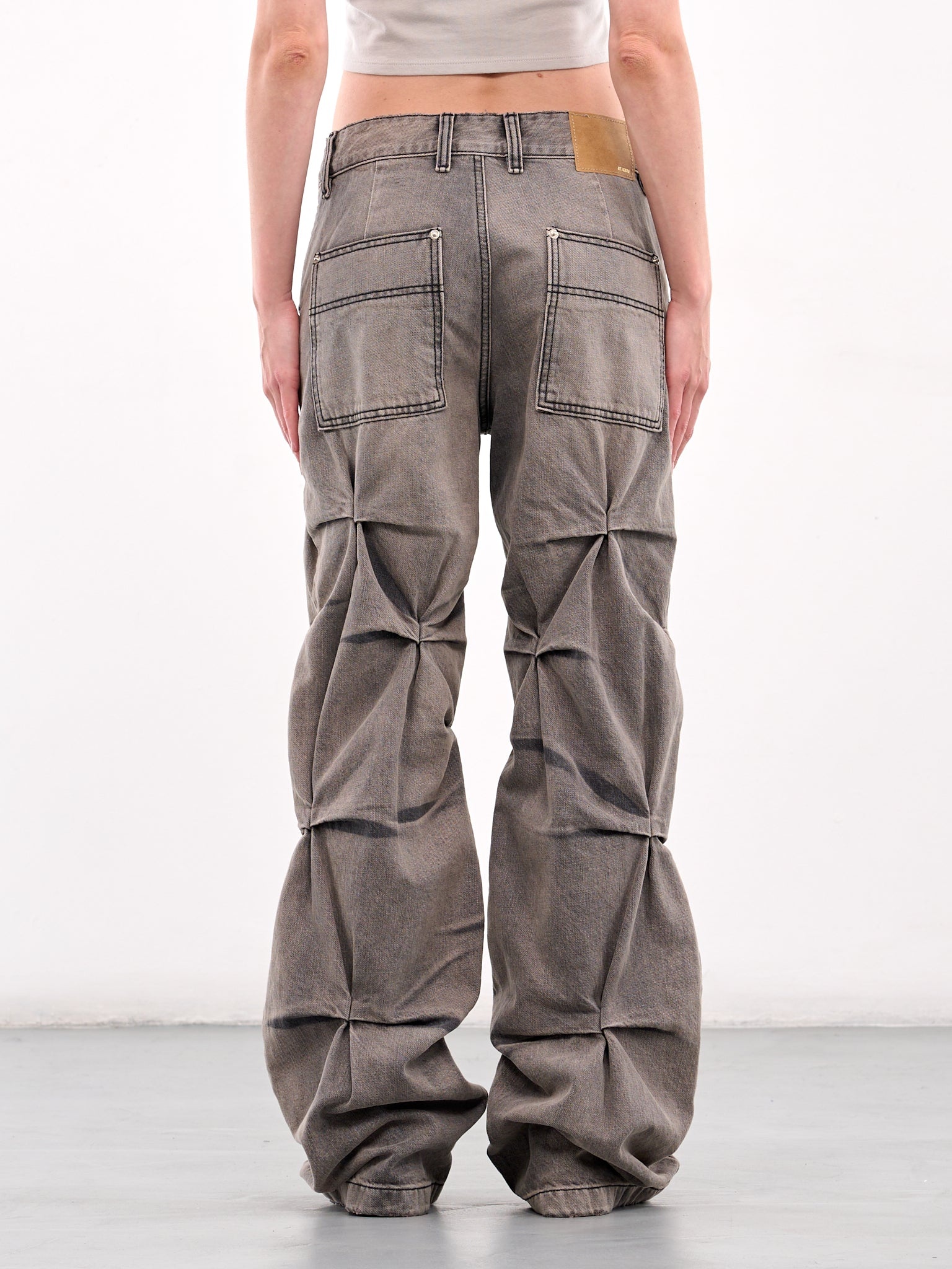 Gathered Wrinkle Denim Jeans - 3
