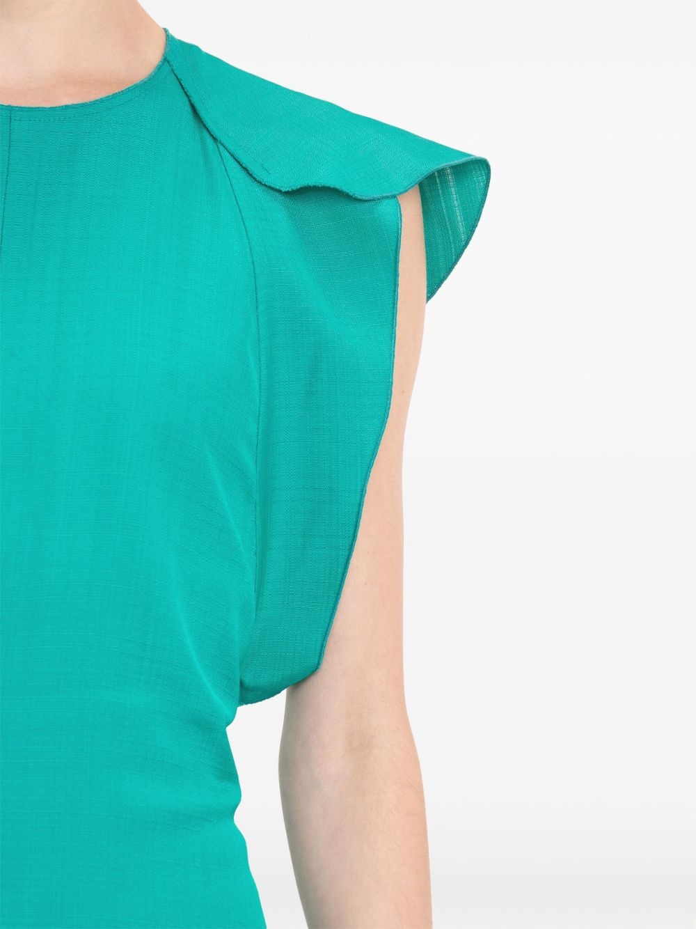 folded cap-sleeve midi dress - 5