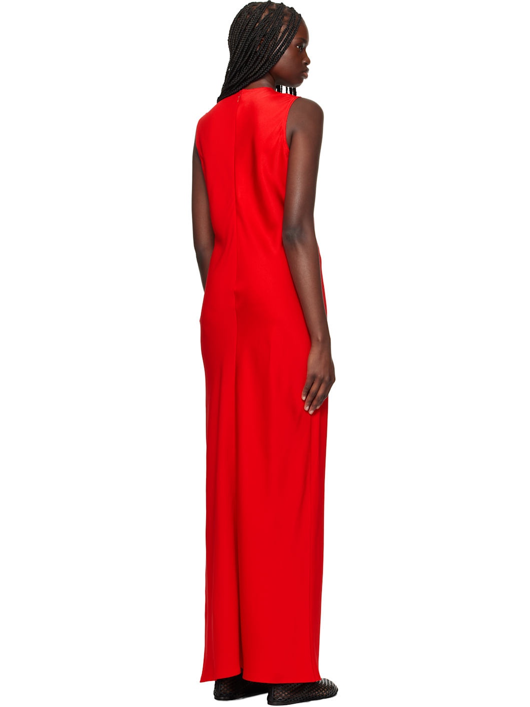 Red Straight Maxi Dress - 3