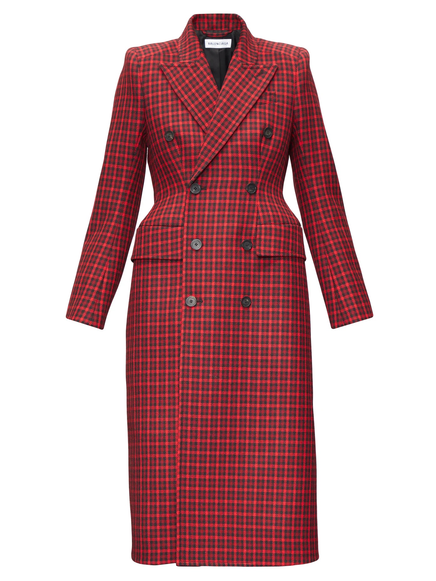 Hourglass tartan wool-twill coat - 1