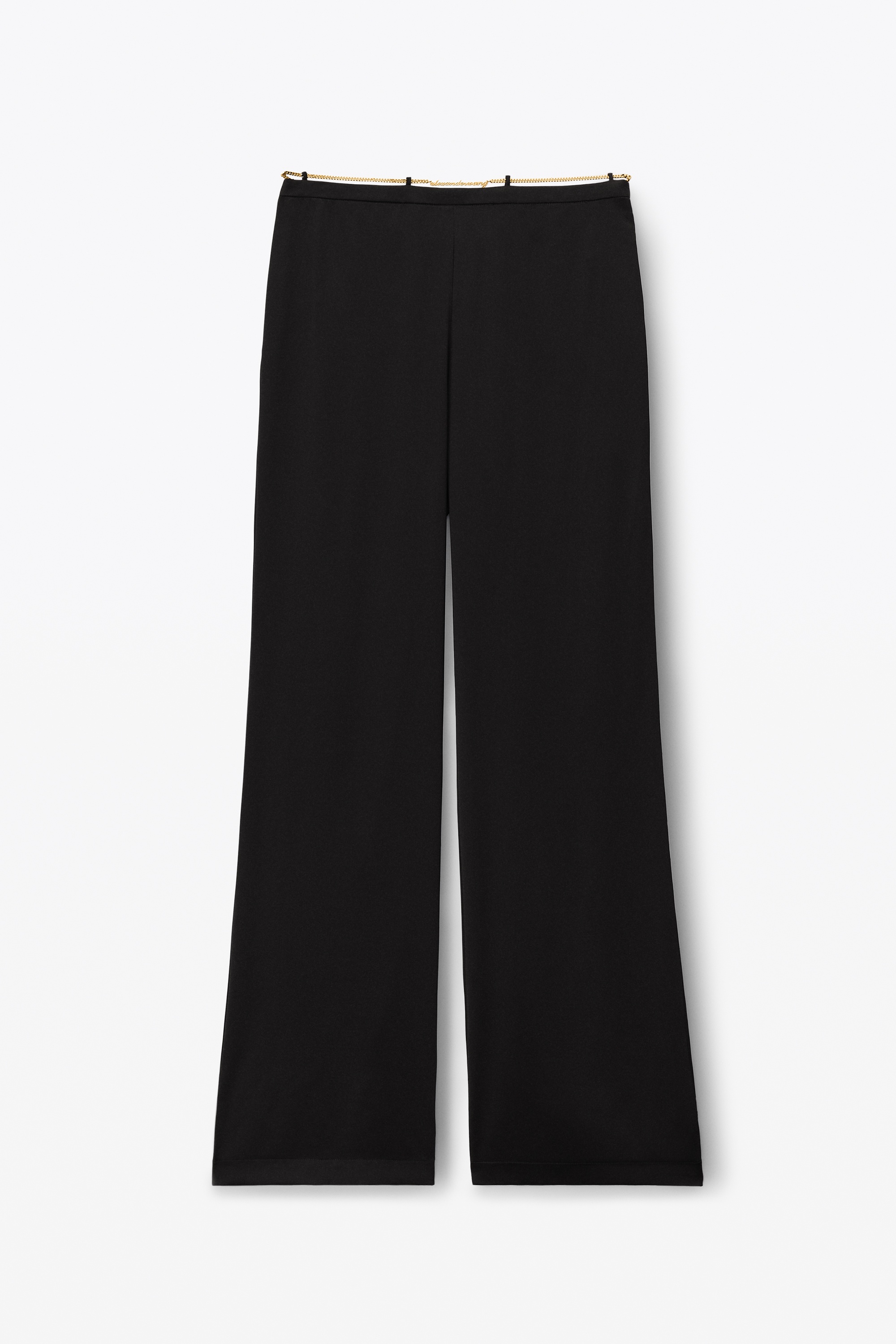 silk charmeuse flared low rise pant with nameplate - 1