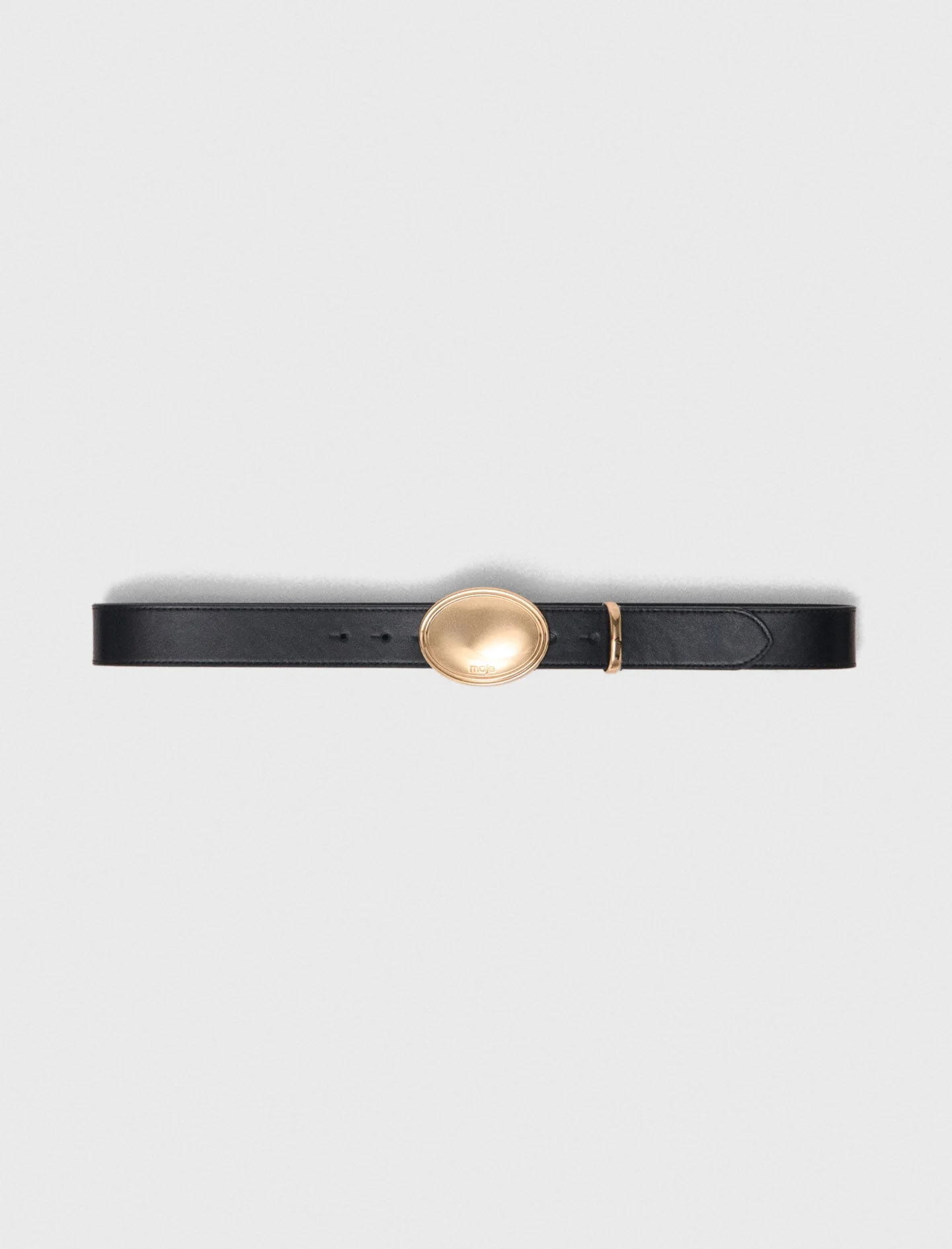 Leather belt with oval buckle - 1