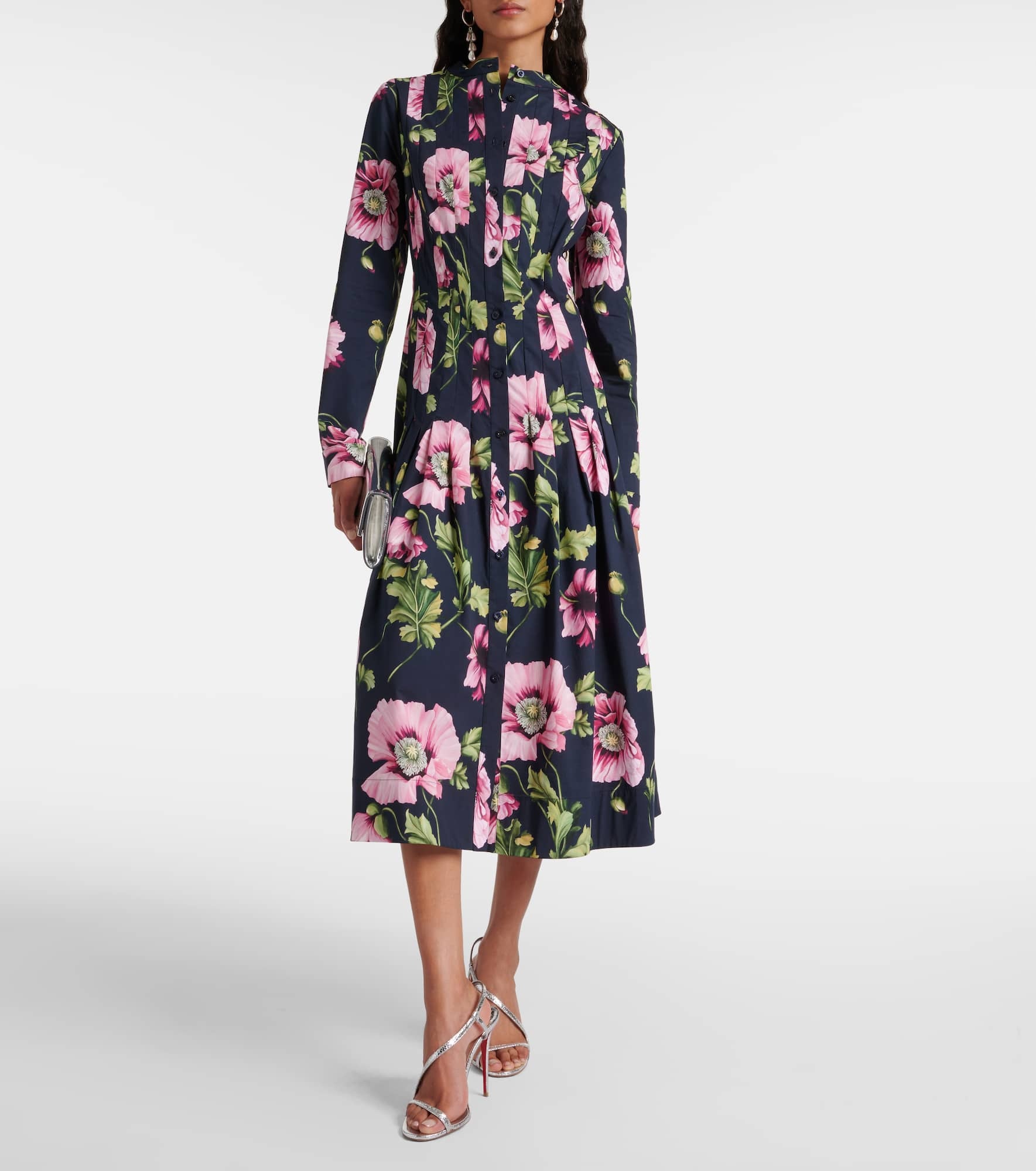 Floral cotton-blend midi dress - 2