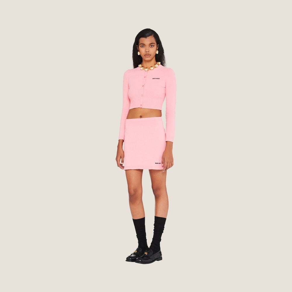 Cotton bouclé miniskirt - 1