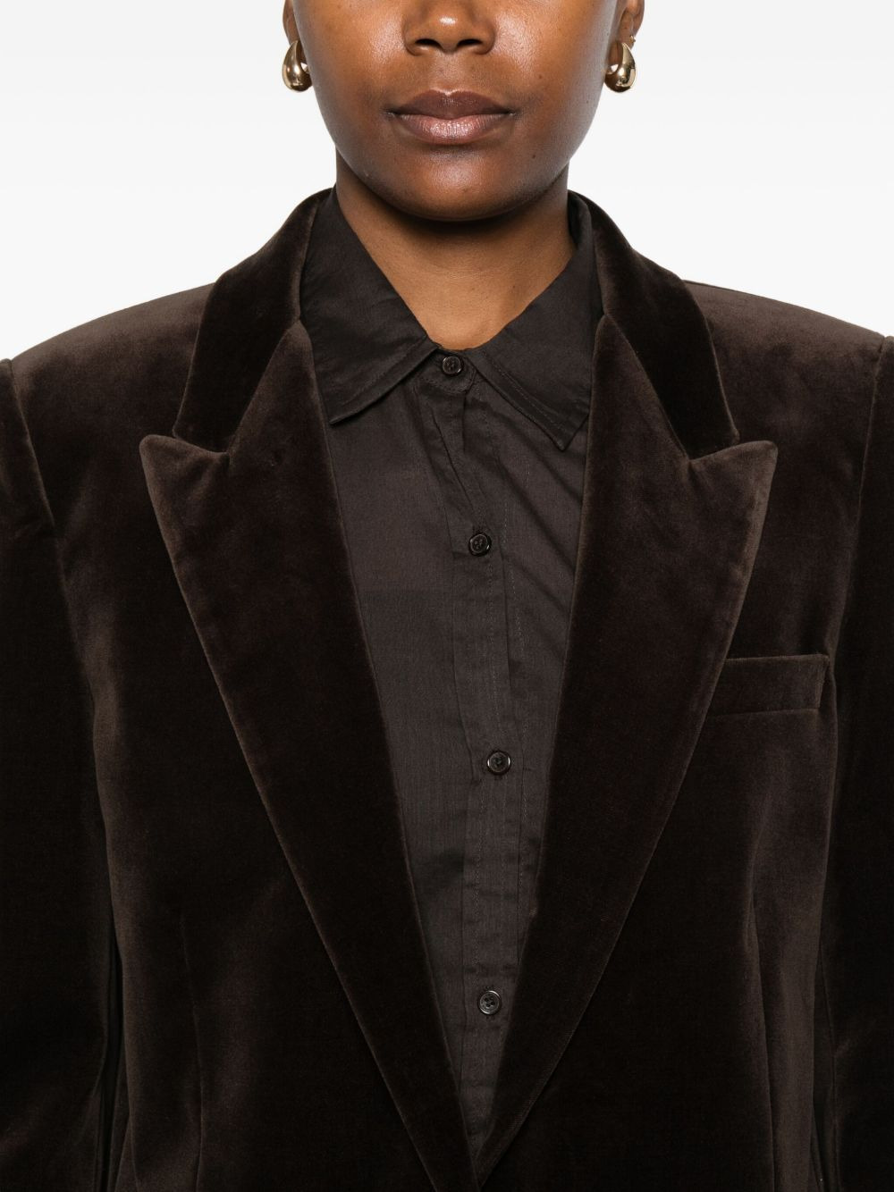 velvet single-breasted blazer - 5