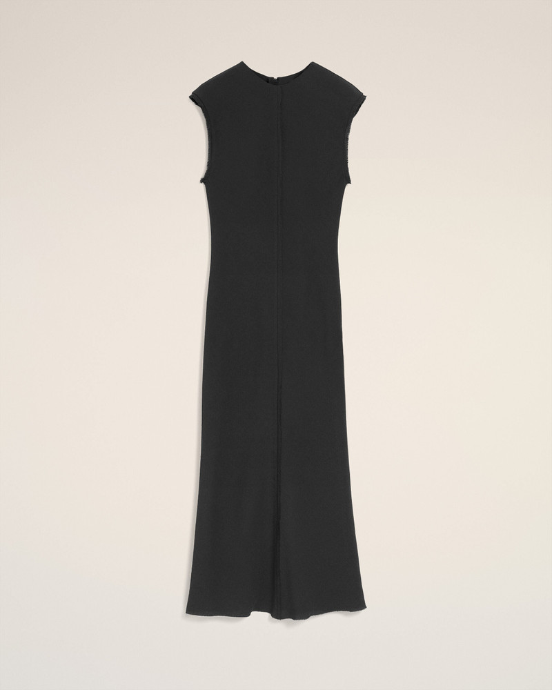 BLACK LONG RAW EDGE DETAILS DRESS 1