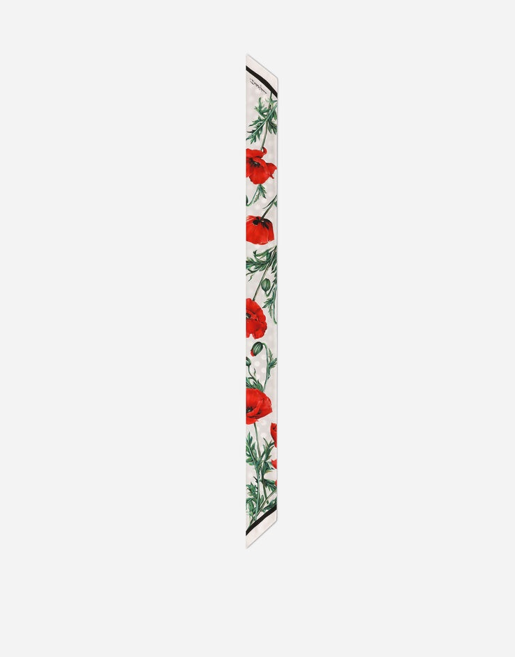 Poppy-print twill headscarf - 3