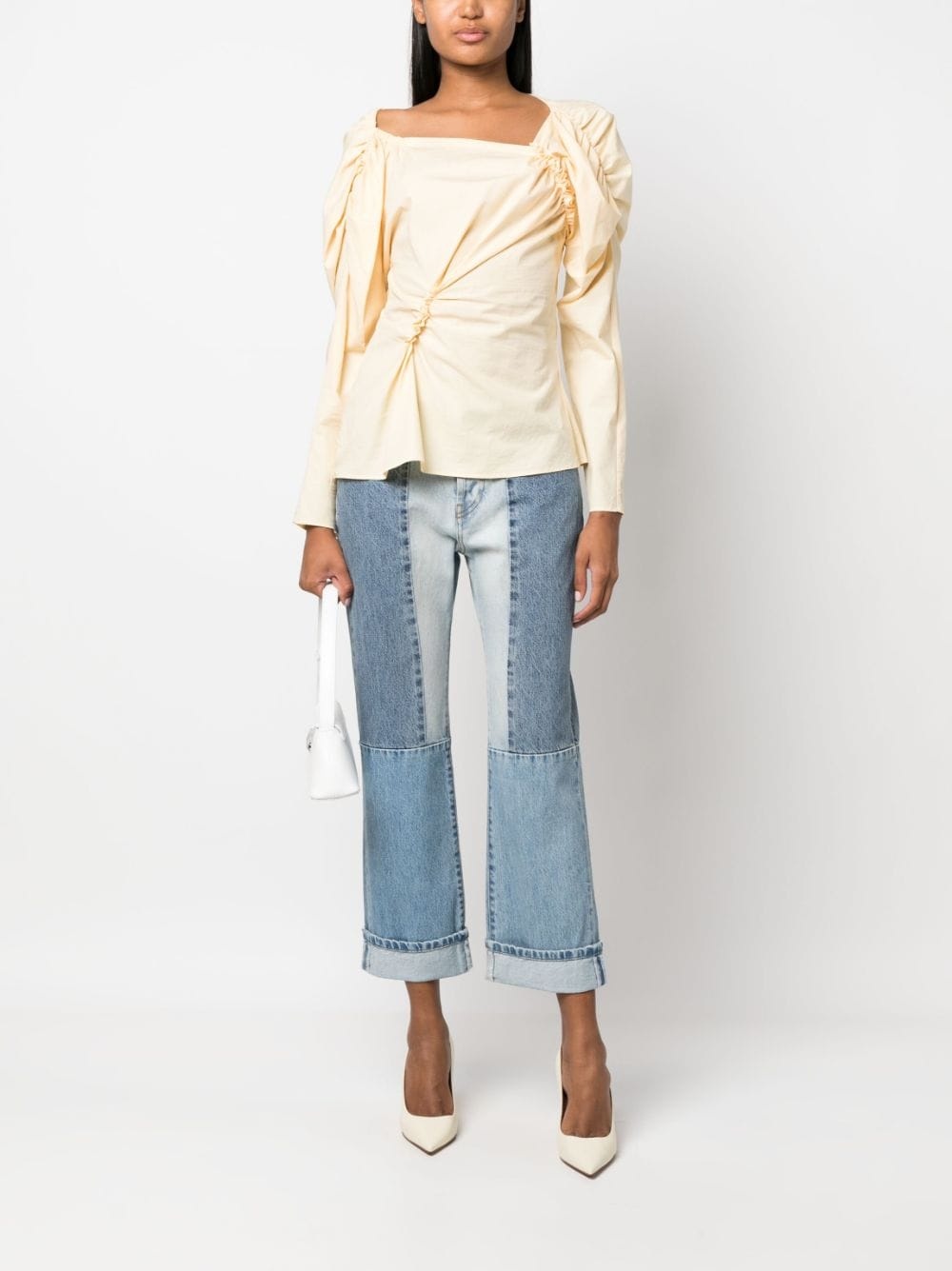 straight-leg patchwork jeans - 2