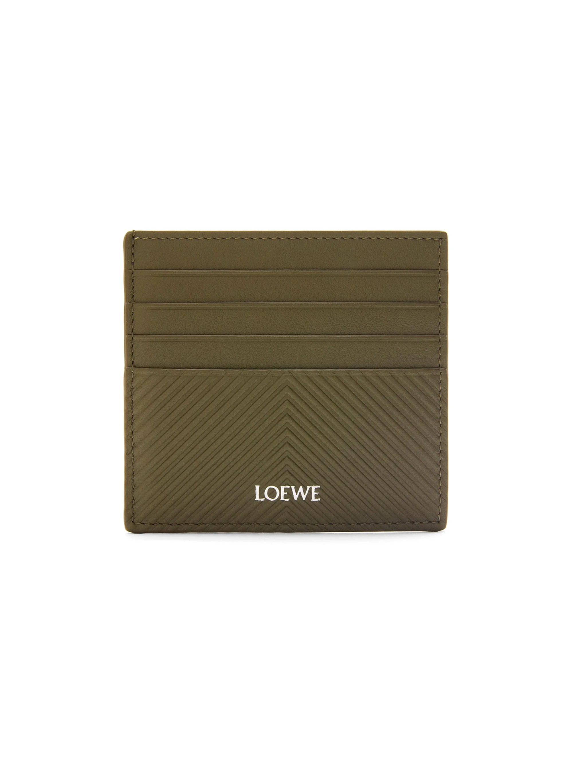 Men's Open Leather Card Case - Dark Khaki Green - 1