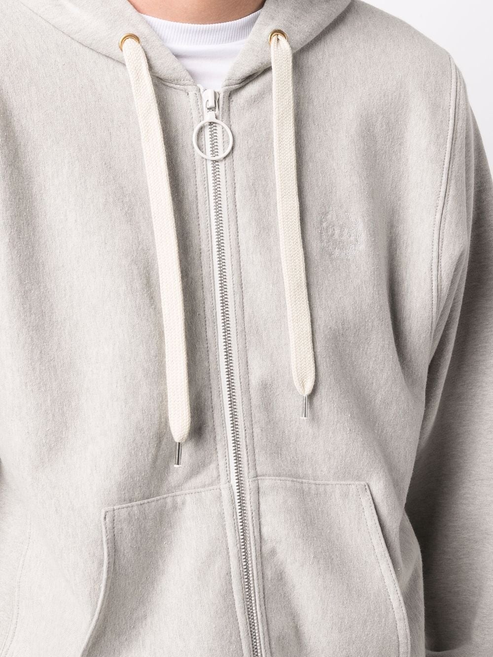 zip-fastening drawstring hoodie - 5