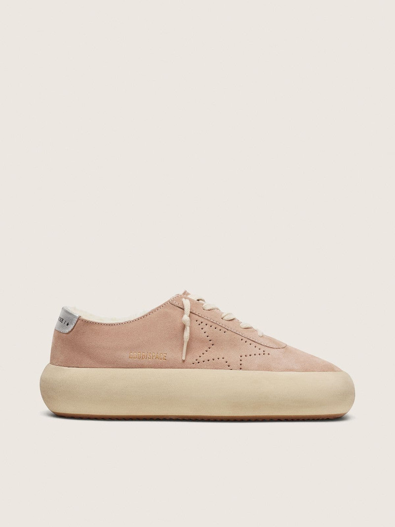 Women’s Space-Star in old rose suede with shearling lining 1