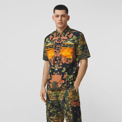 Burberry Short-sleeve Camouflage Print Cotton Shirt outlook