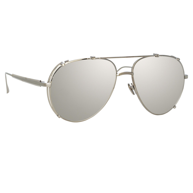 LINDA FARROW NEWMAN AVIATOR SUNGLASSES IN WHITE GOLD outlook