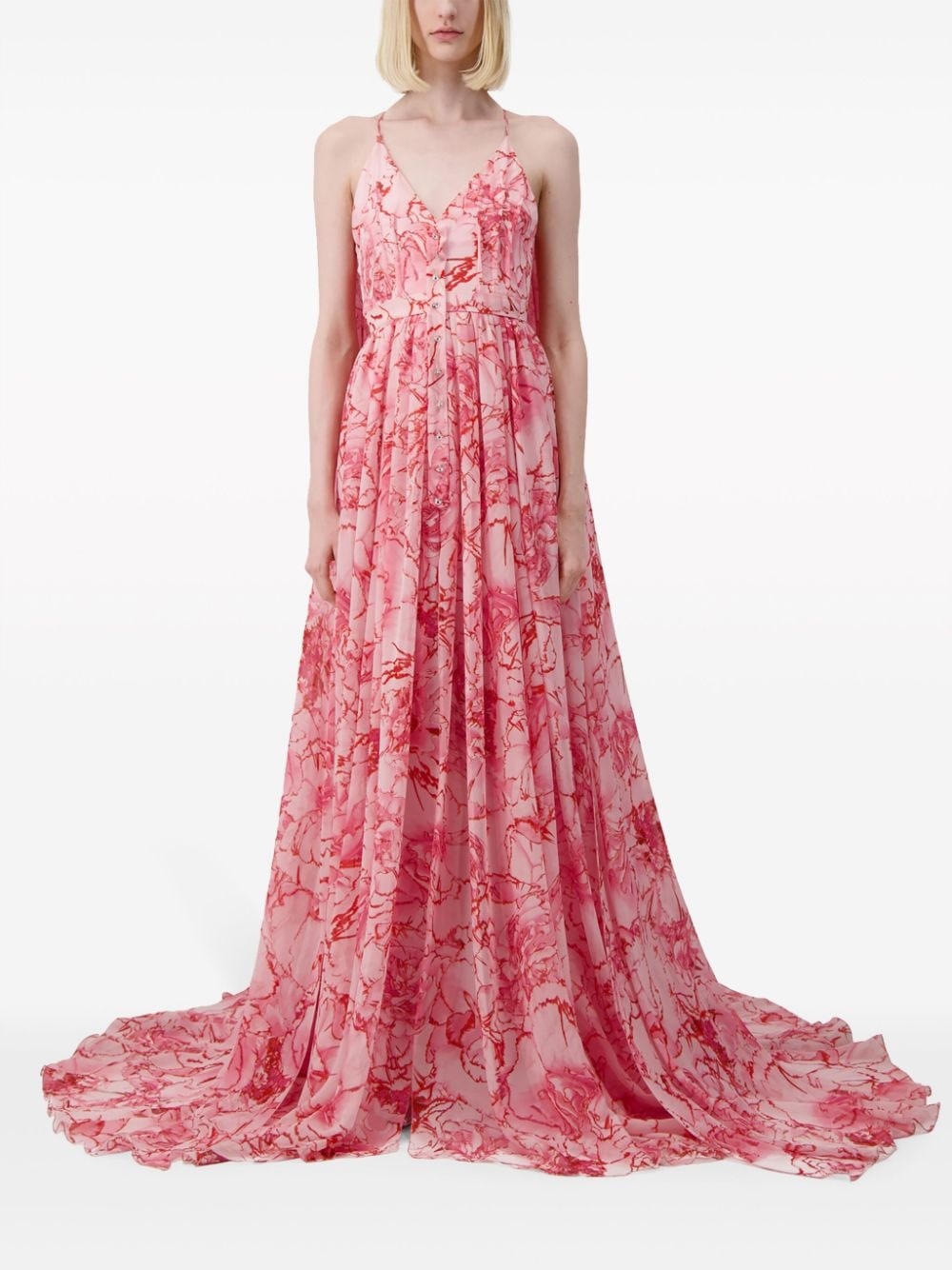 floral-print georgette gown - 2