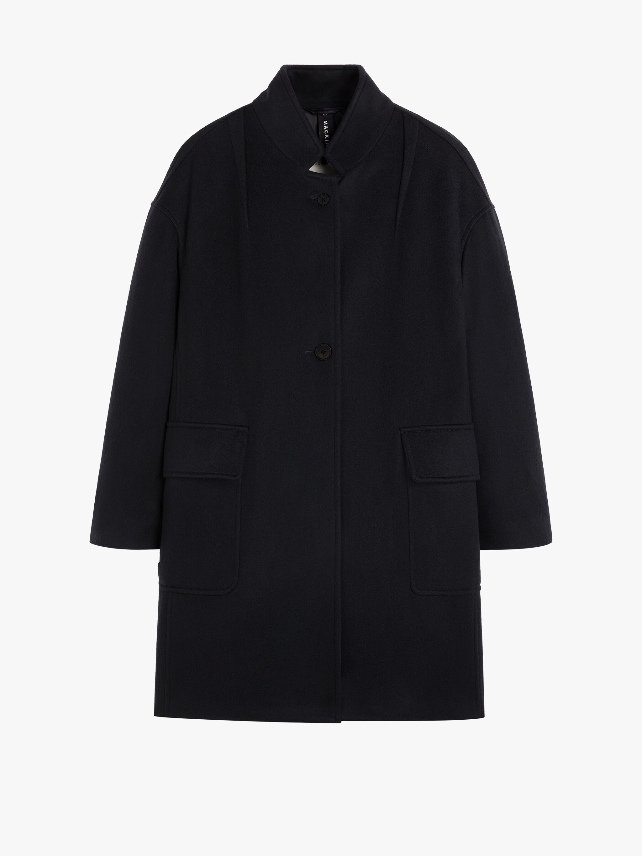 FREDDIE NAVY WOOL & CASHMERE COCOON COAT - 1