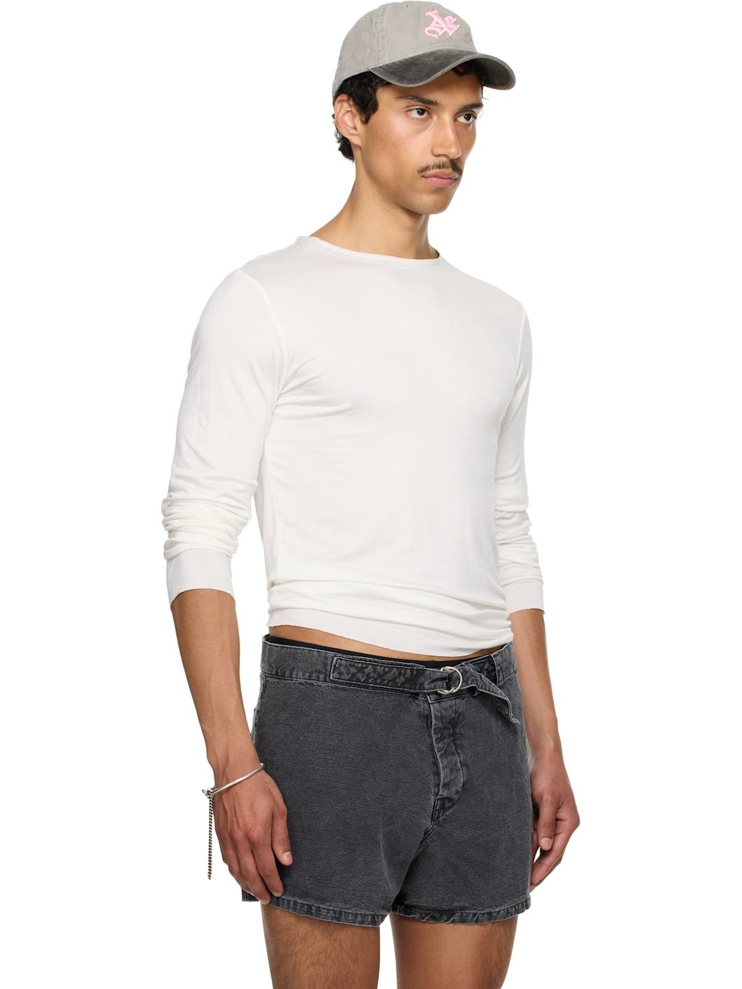 SSENSE Exclusive White Satin Trim Long Sleeve T-shirt - 2