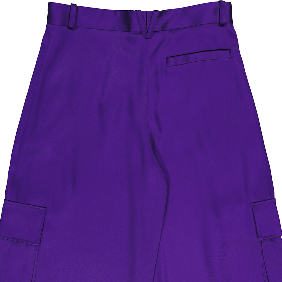Versace Ladies Bright Dark Orchid Wide-Leg Cargo Pants - 8