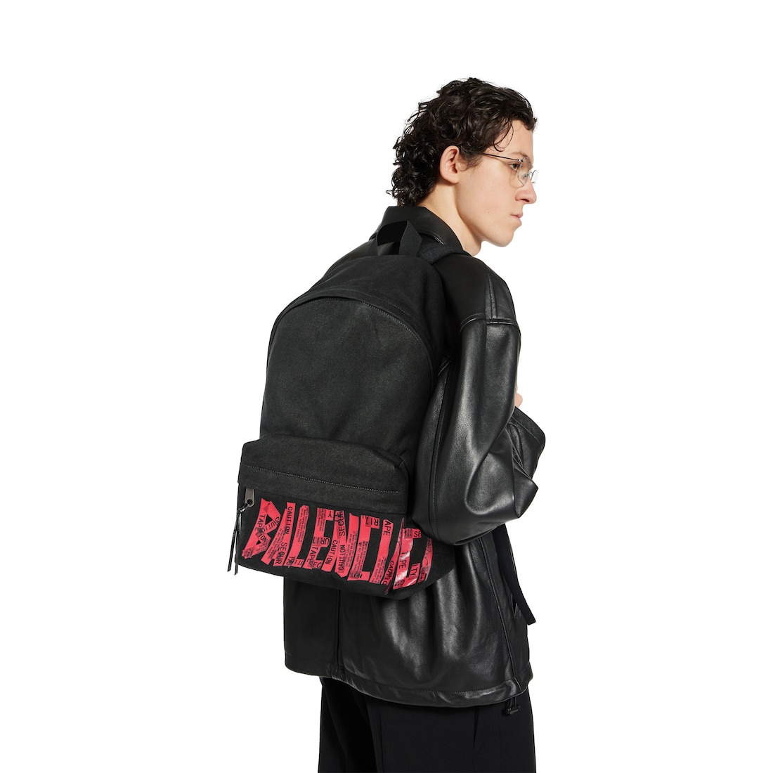 Men's Tape Type Backpack in Black/red - 7