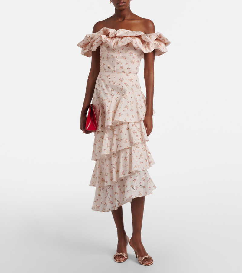 markarian Laura floral tiered cotton midi skirt outlook