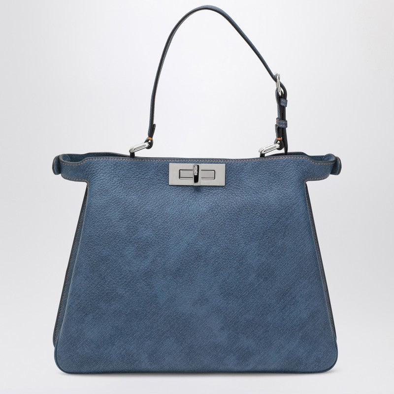 Fendi Peekaboo Soft Medium Bag In Blue Denim-Effect Leather Women - 2
