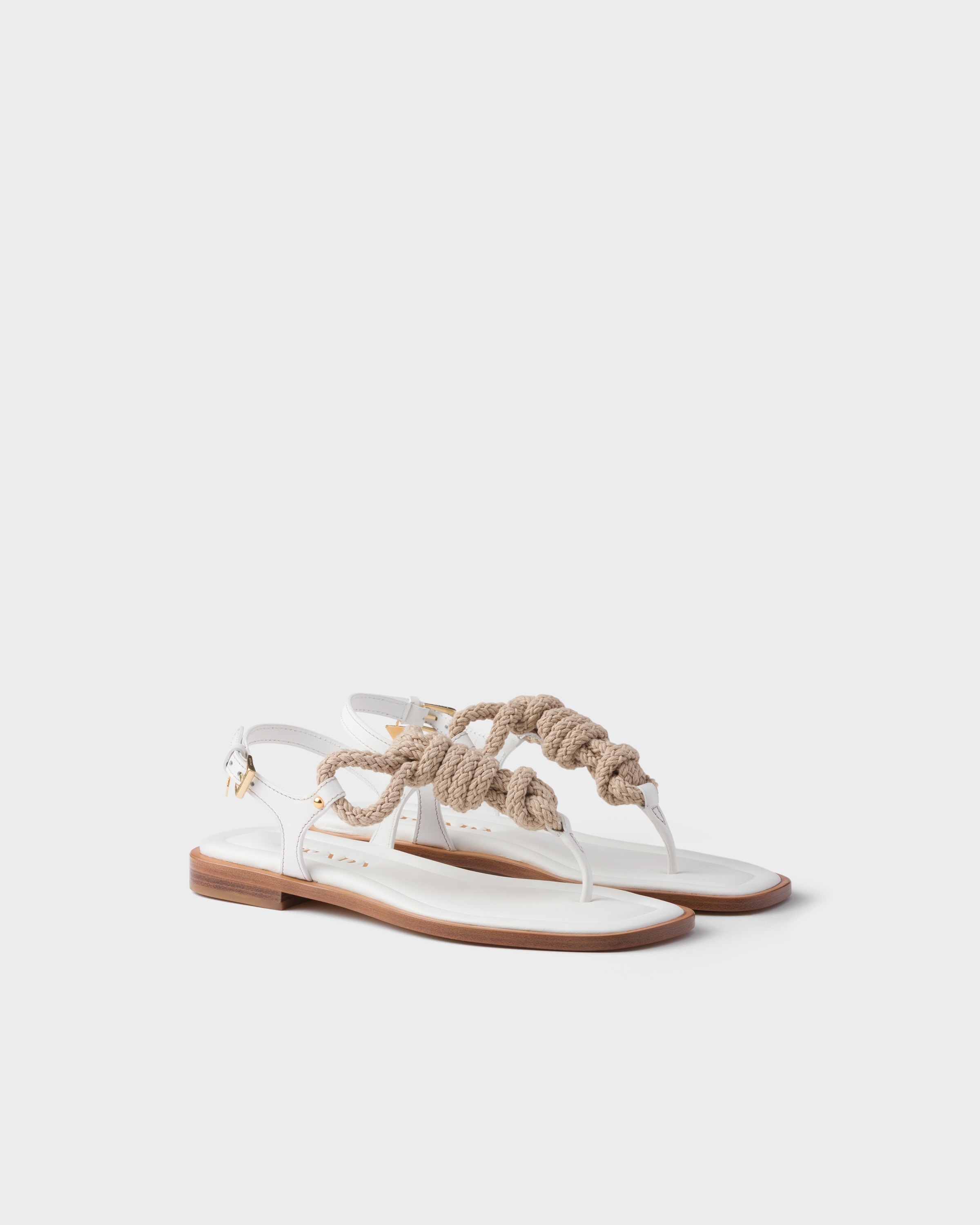 Leather and cord thong sandals - 1