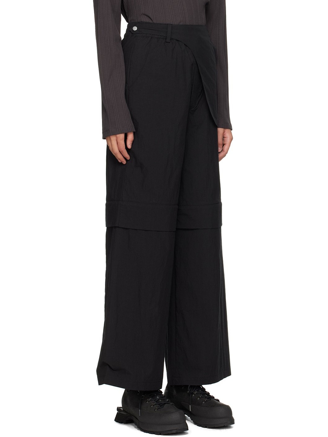 Black Wide Waistbag Convertible Trousers - 2