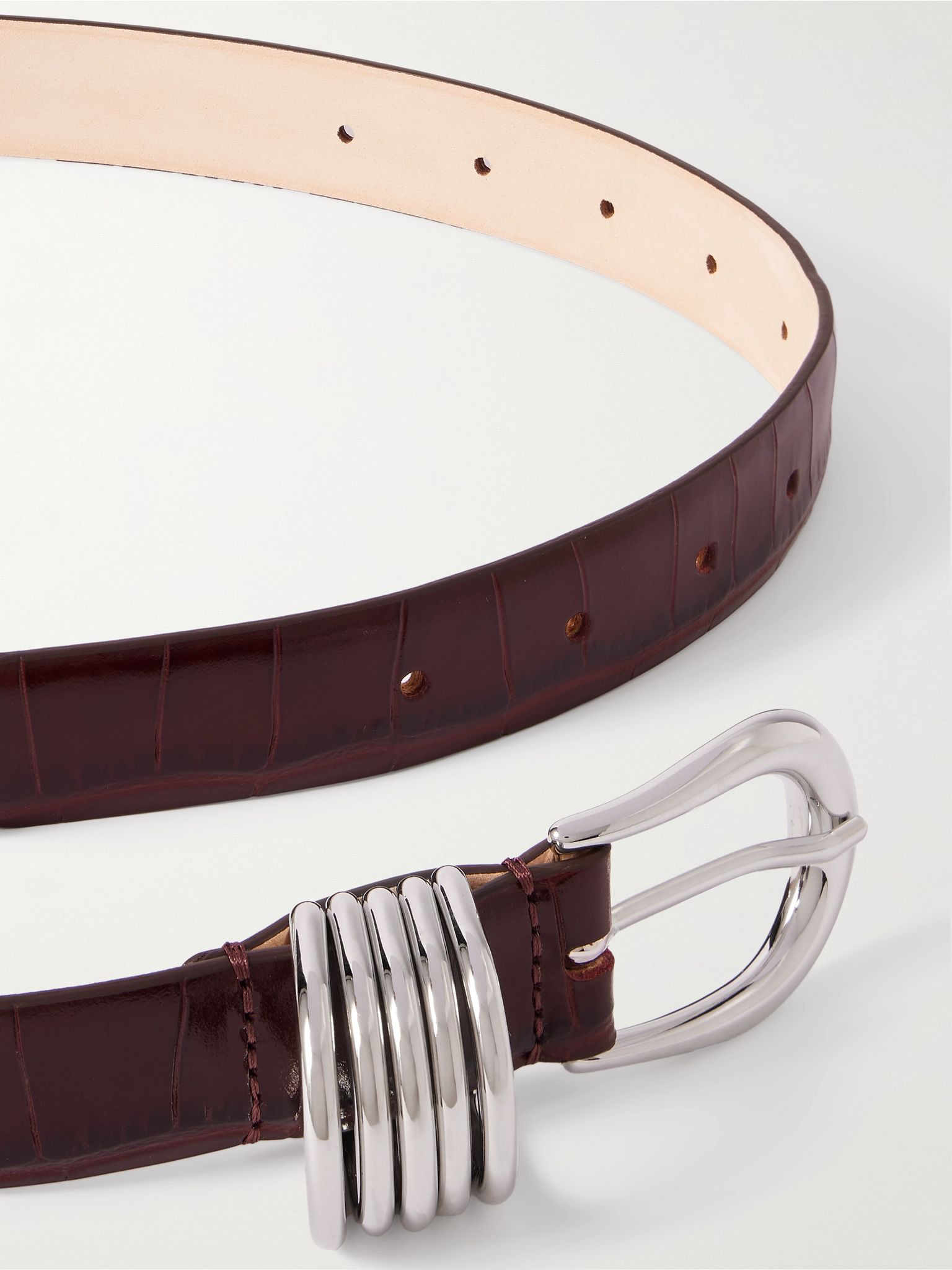 Hollyhock croc-effect leather belt Burgundy - 3