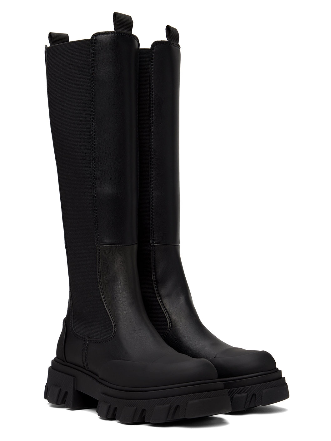 Black Stitch Cleated High Chelsea Boots - 4