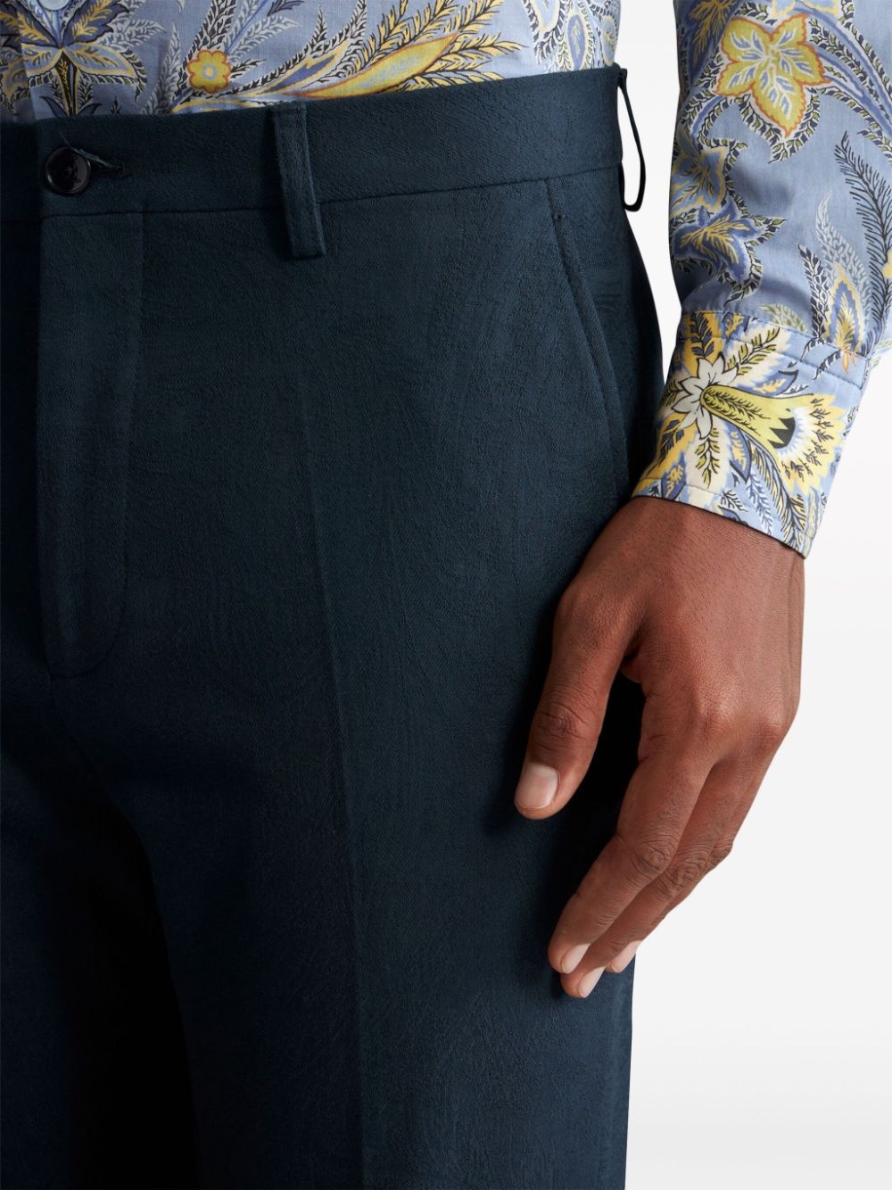 paisley-jacquard chino trousers - 4