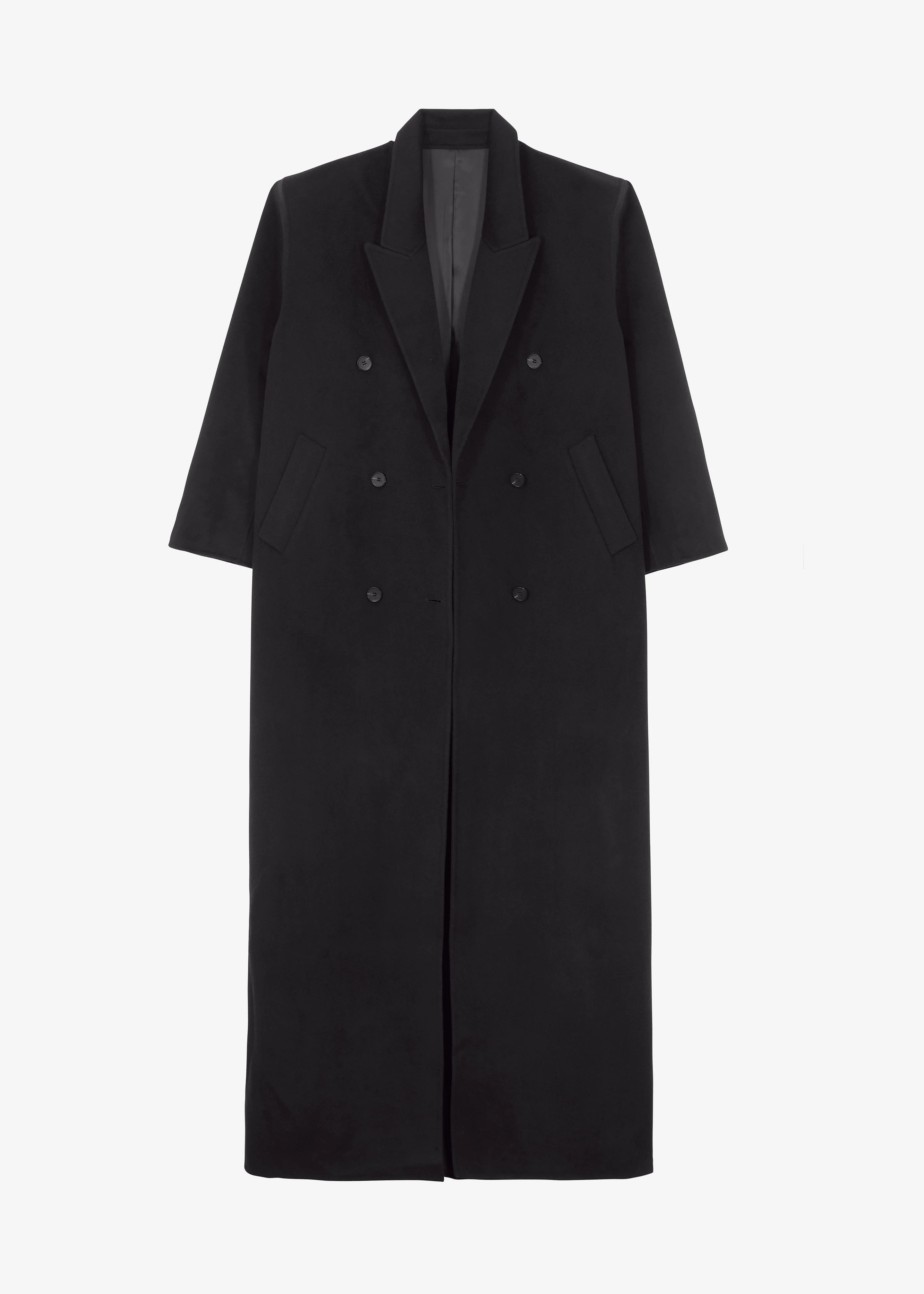 Gaia Double Breasted Coat - Black - 1