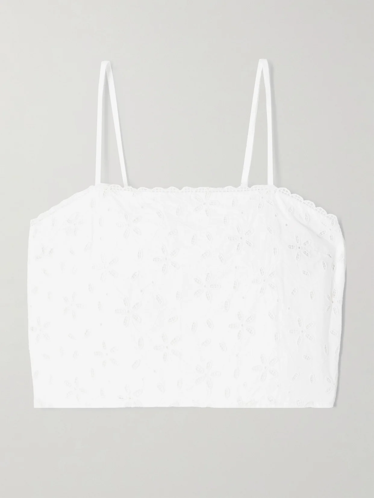 Salma Cropped Broderie Anglaise Cotton Top - 1