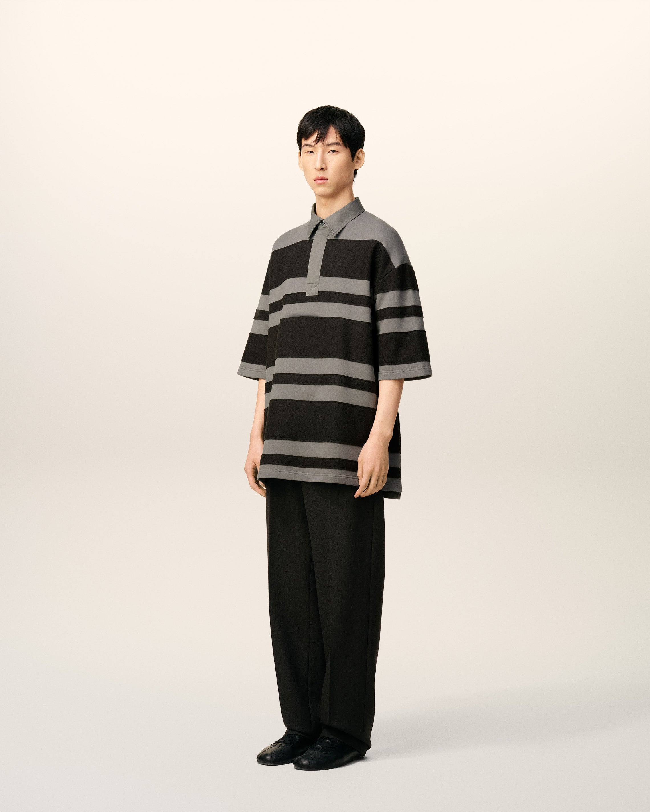 GREY COTTON AMI DE COEUR STIPED POLO - 6