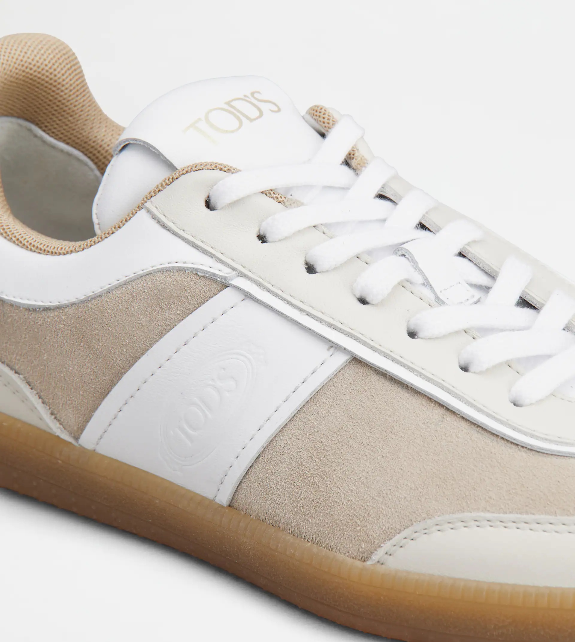 TOD'S TABS SNEAKERS IN SMOOTH LEATHER AND SUEDE - WHITE, BEIGE - 6