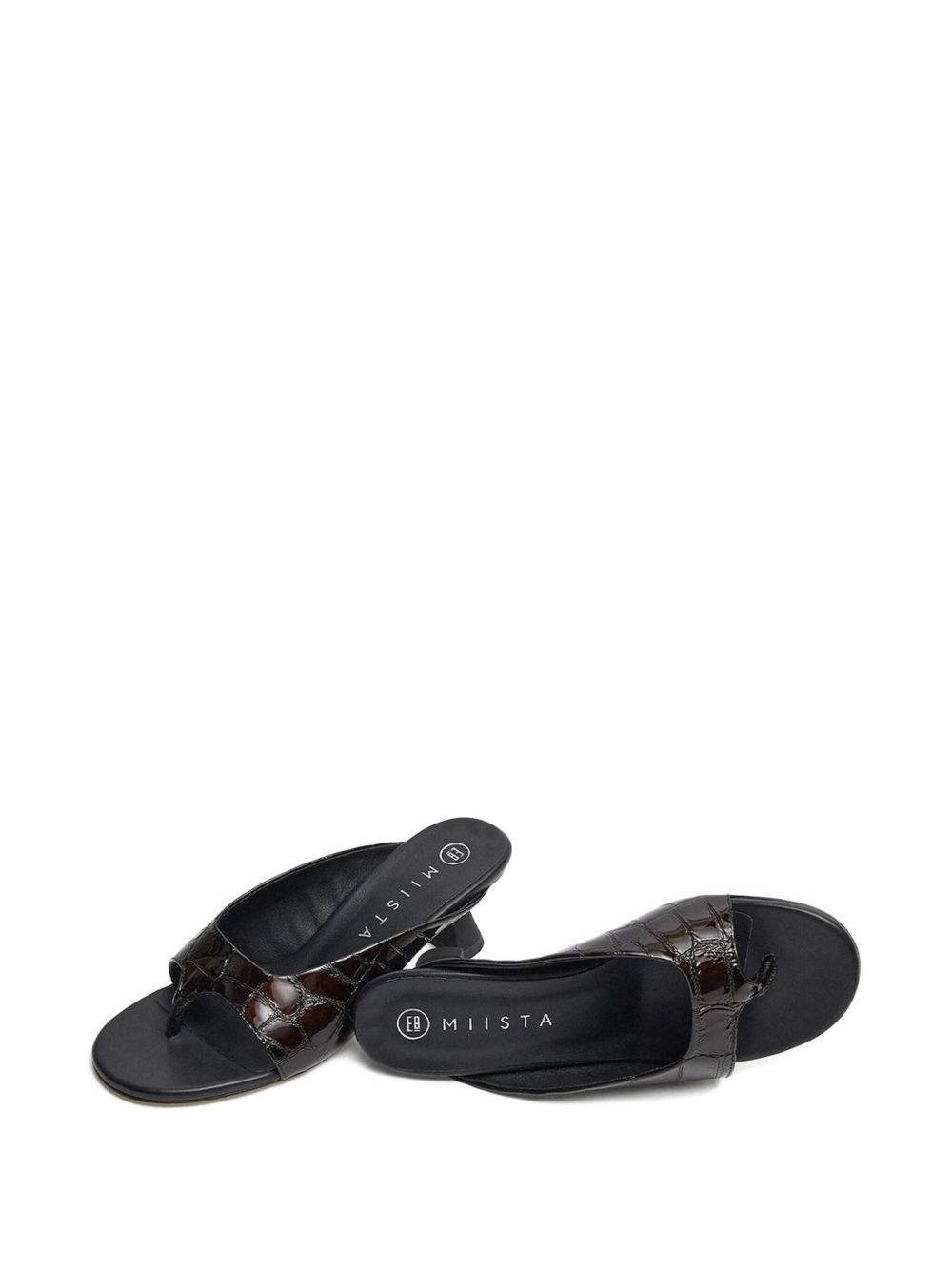 Palmira croco-embossed slide sandals - 4