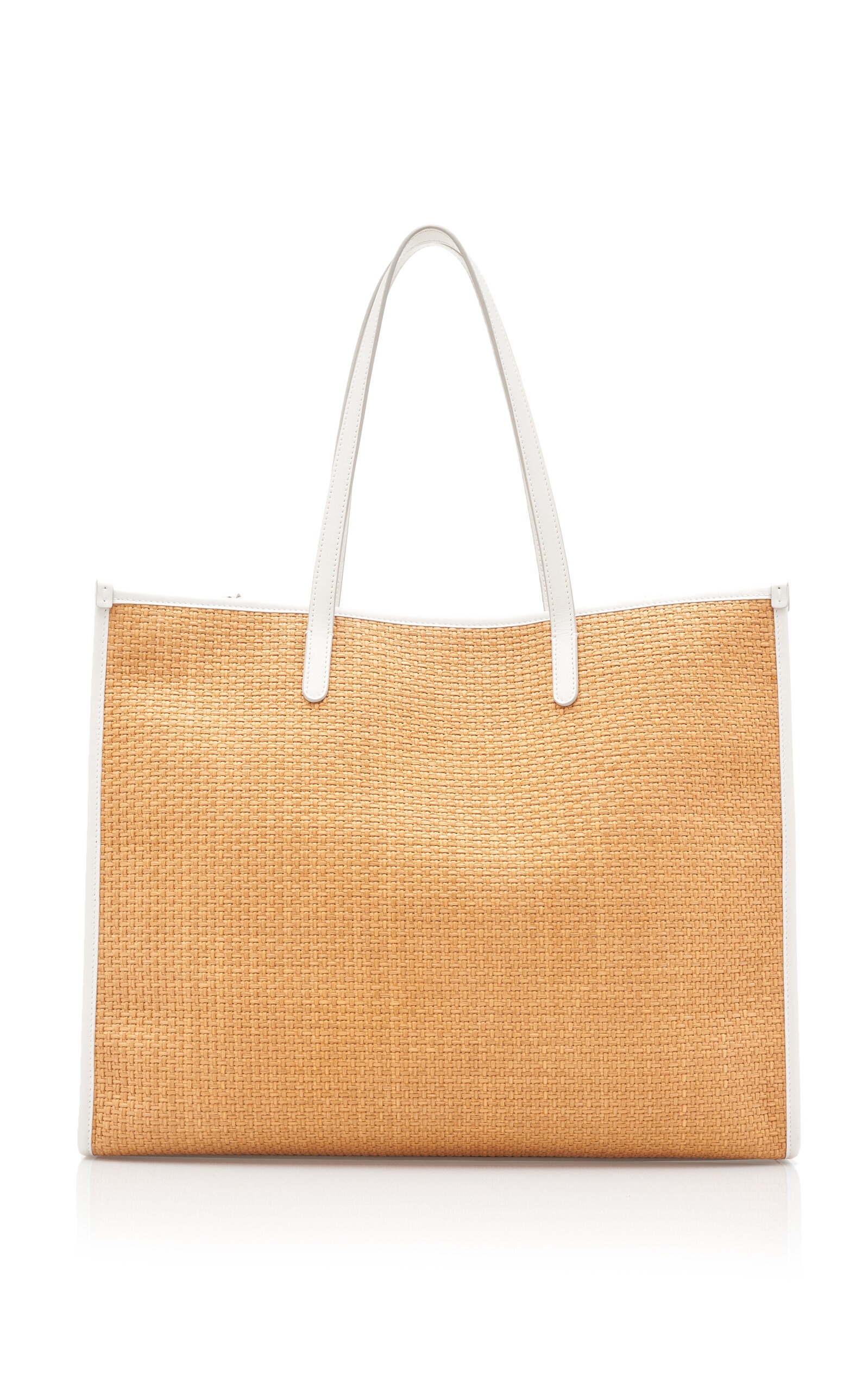 Logo-Embroidered Raffia Tote Bag neutral - 4