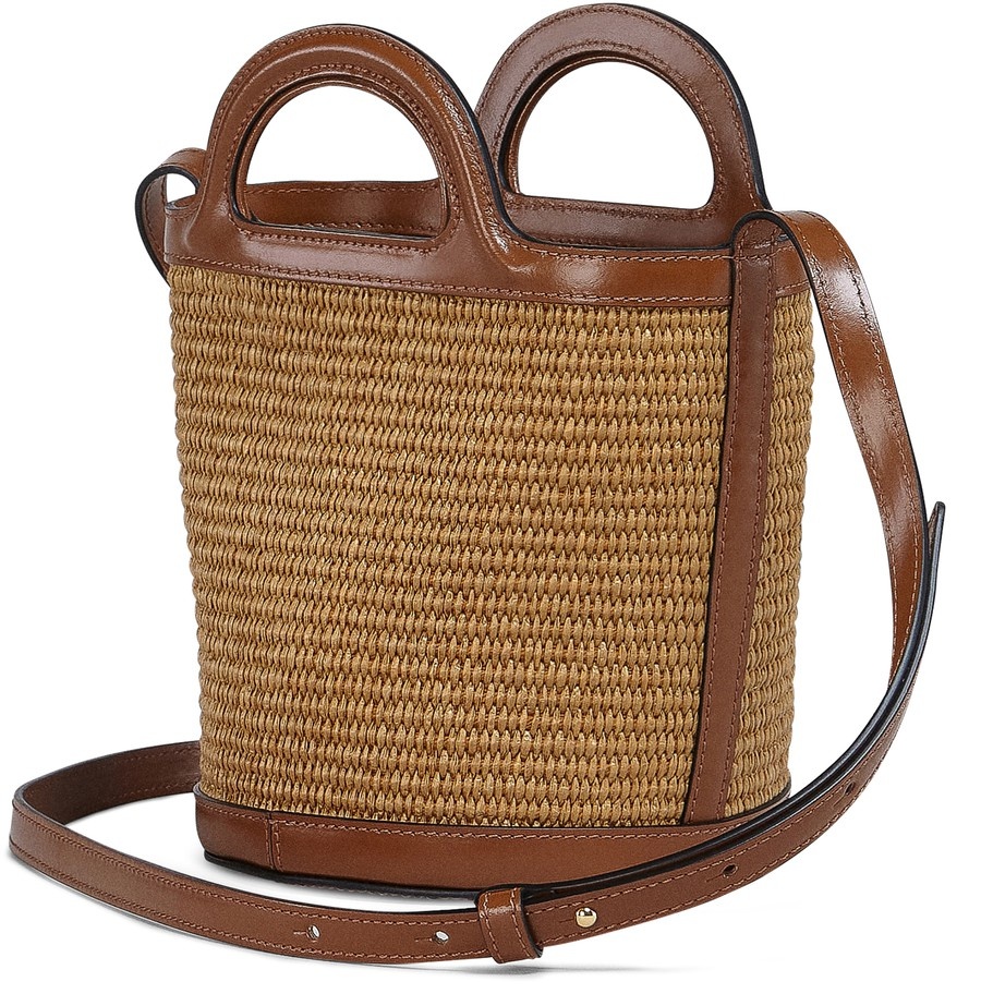 Small Tropicalia Raffia-effect Fabric And Leather Bucket Bag - 4