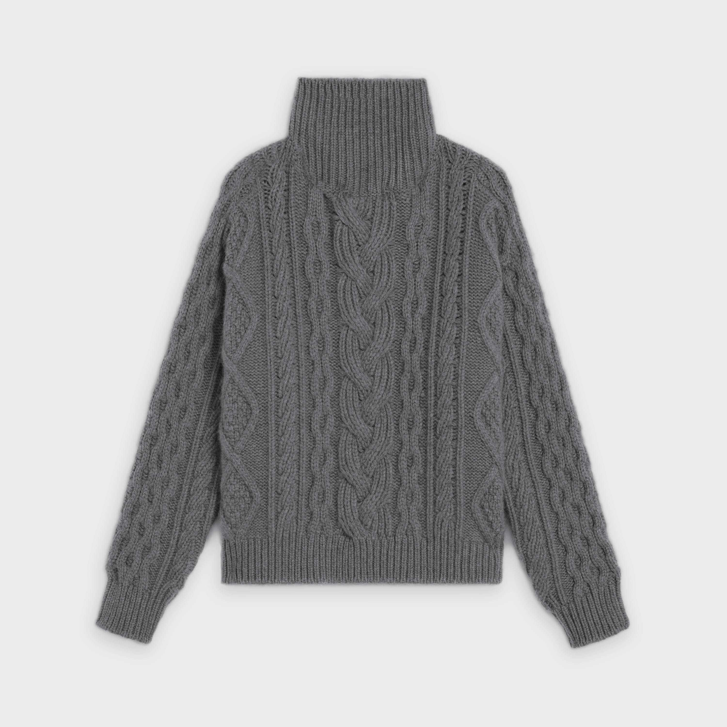 HIGH-NECK SWEATER IN 'ARAN' CASHMERE - 1