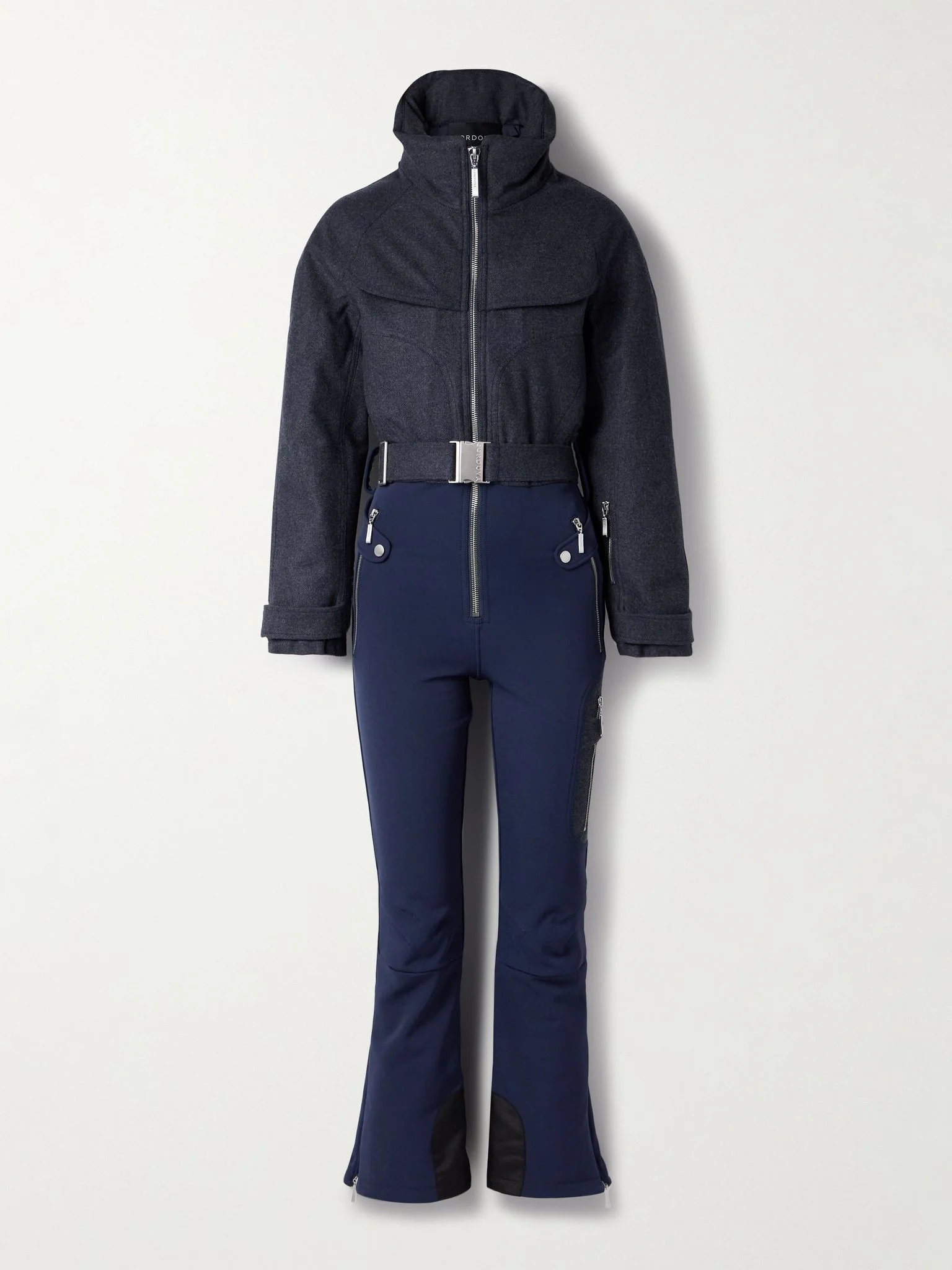 Eiger belted wool-blend and twill ski suit Navy - 1